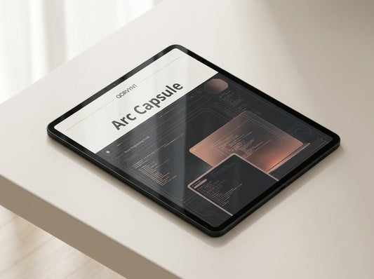 Tablet displaying 'Arc Capsule' on a light surface