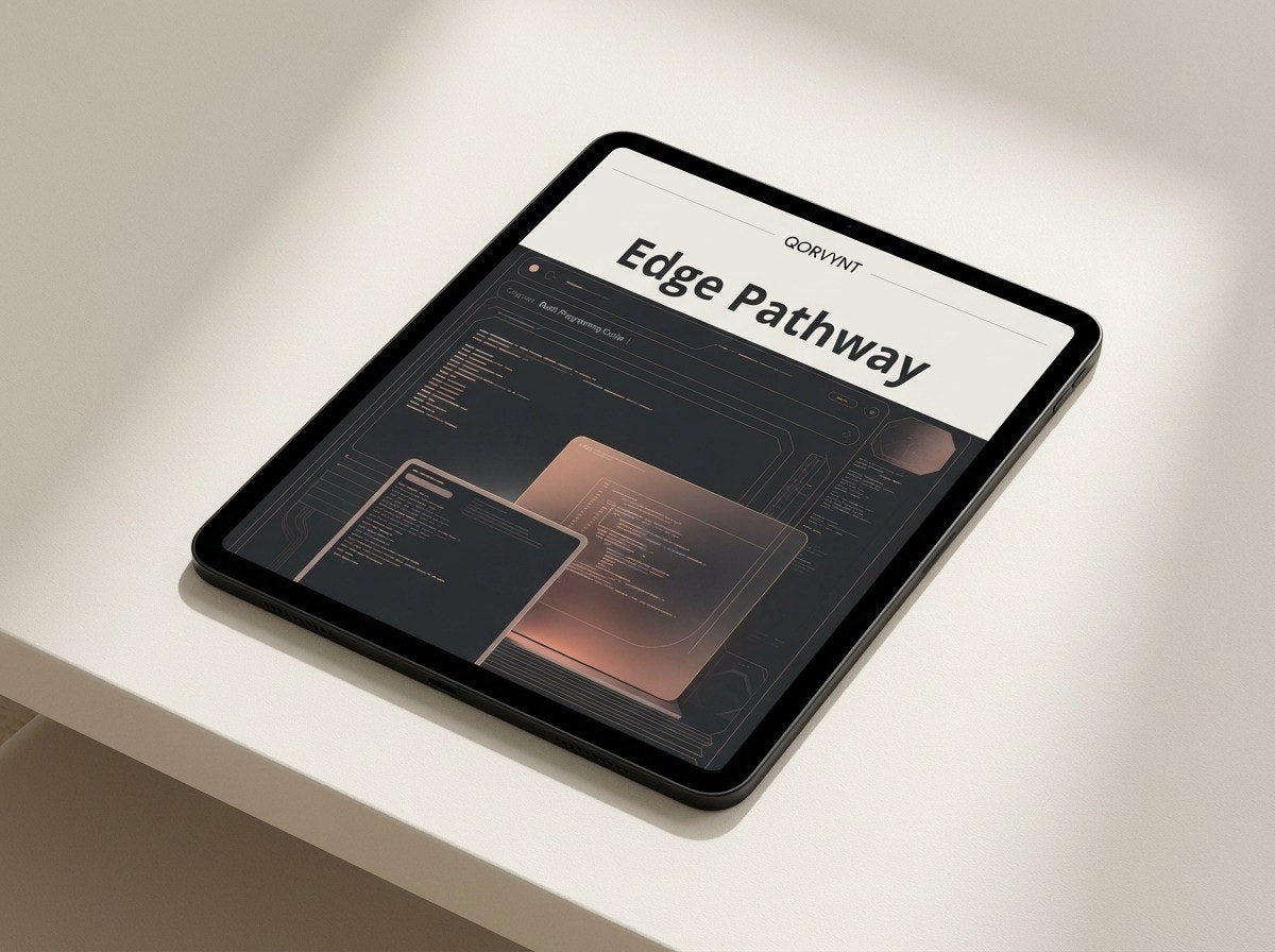 Tablet displaying a document titled 'Edge Pathway' on a light surface.
